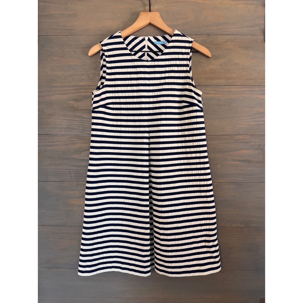 J.McLaughlin Womens XS Navy White Striped Sleeveless Shift Dress Nautical Cotton